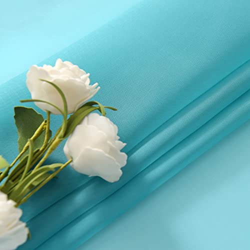 Sheer Voile Window Treatment. Rod Pocket Curtain Panels for Kitchen Bedroom Living Room Drapes Sunlight Filtering Privacy Semi Home Decor Assorted Colors Sizes (Turquoise / 52"W x 45"L (Pack of 2))