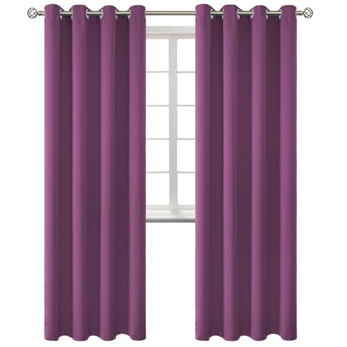 Eggplant Purple Blackout Curtains for Living Room 84 Inch (Eggplant Purple / 52"W x 84"L (Pack of 2))