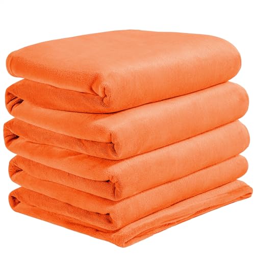 Fleece Blanket Soft Fall Oversized Bed Blanket Orange 120"x120" (Orange / Oversized King(120"x120"))