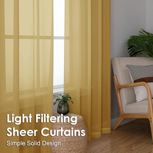 Gold Sheer Curtains 78 Inches Long 2 Panels (Gold / 42"W x 78"L (Pack of 2))