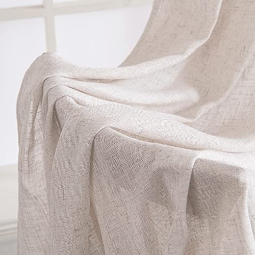 White Linen Curtains 42x84 Inch Length 2 Panels for Bedroom Decor (42"W x 84"L (Pack of 2) / Bleached Linen)