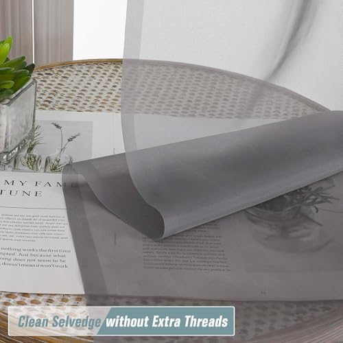 Grey Small Sheer Curtains 2 Panels (42"W x 36"L (Pack of 2) / Charcoal Grey)
