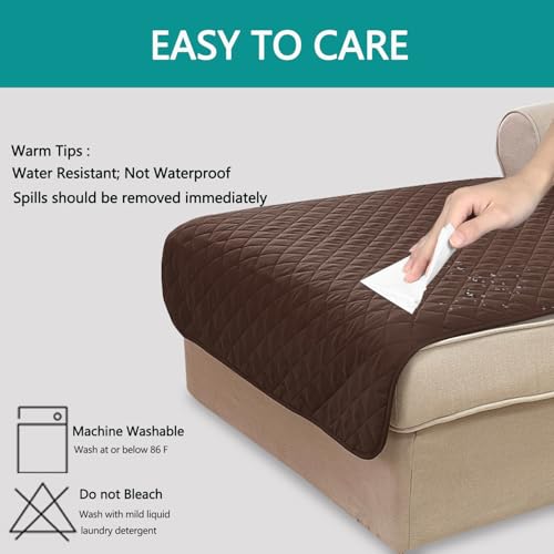 Sectional Couch Cover Chaise Lounge Cover (Coffee/Beige / Lounge Chaise)