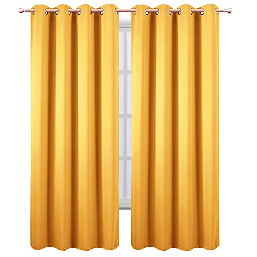 Yellow Thermal Blackout Curtains (Yellow / 52"W x 95"L (Pack of 2))