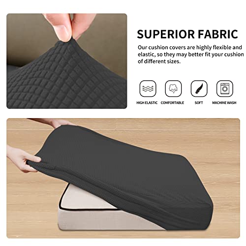 Stretch 2 Pieces Loveseat Couch Cushion Cover for 2 Seat (2-piece / Dark Gray)