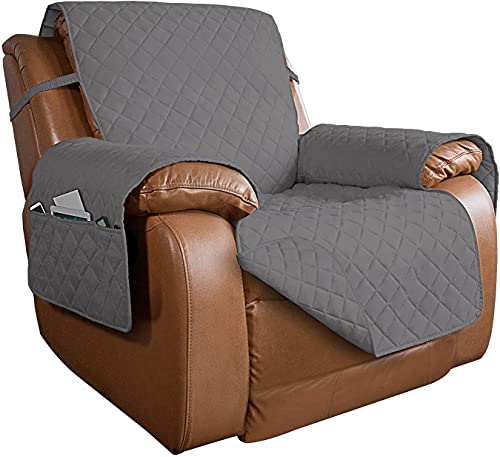 Reversible Recliner Chair Covers Couch Covers for Dogs (Large Recliner / Gray/Gray)