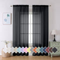 2 Panels Solid Color Semi Transparent Sheer 84" Length Window Curtains (40"W x 84"L (Pack of 2) / Black)