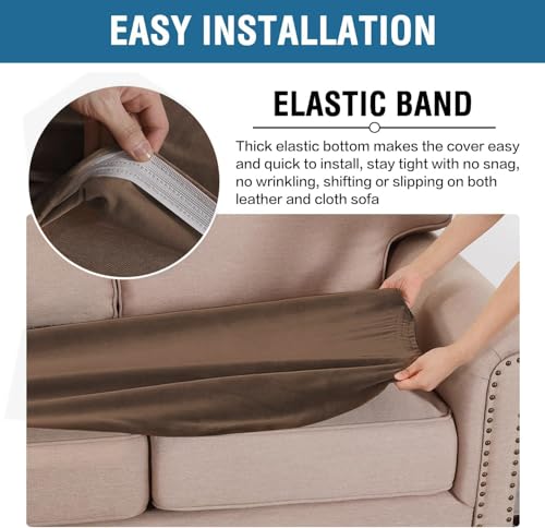 Velvet Stretch Individual Couch Cushion Cover Plush Cushion Slipcover for Loveseat Sofa Cushion Furniture Protector Seat Cushion Sofa Cover (Caramel Cafe / 1 Cushion Sofa)