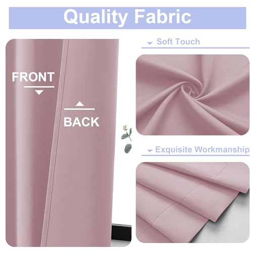 Ava Blush Blackout Curtains for Bedroom 84 Inch Length 2 Panels Set (Blush / 40"W x 84"L (Pack of 2))