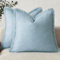 Decorative Linen Fringe Throw Pillow Covers 26×26 Light Blue (26" x 26" (Pack of 2) / Crystal Blue)