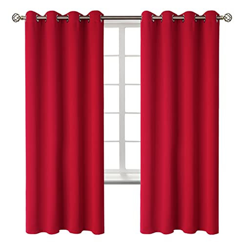 Red Blackout Curtains for Bedroom 72 Inch Long (Red / 52"W x 72"L (Pack of 2))