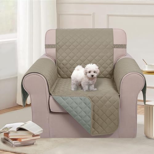 Reversible Oversized 28''Chair Covers (Khaki/Light Grey / 28''oversized Armchair)