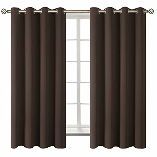Brown Blackout Curtains for Bedroom 63 Inch Long (Brown / 52"W x 63"L (Pack of 2))
