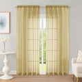 Gold Sheer Curtains 84 Inch Long 2 Panels for Living Room 59" Wide (Gold / 59"W x 84"L (Pack of 2))