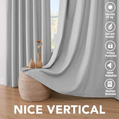 100% Blackout Linen Curtains 90" L 2 Panels Glacier Gray (Glacier Gray / 52"W x 90"L (Pack of 2))