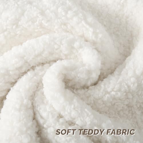 Pack of 2 Faux Fur Teddy Boucle Pillow Covers 20x20 Inch (Cream White / 20" x 20" (Pack of 2))
