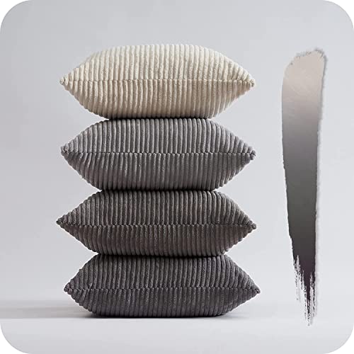 Euro Shams Decorative Throw Pillows Covers for Bedroom (Grey / 26" x 26" (Pack of 4))