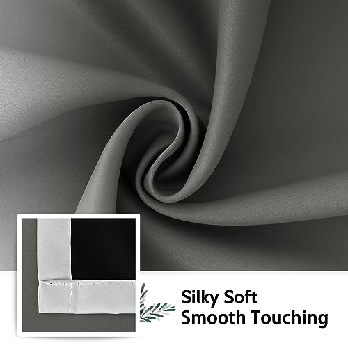 100% Blackout Ombre Bedroom Curtains Black and Greyish White (52"W x 96"L (Pack of 2) / Black With Black Back)
