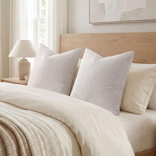 Textured Woven Throw Pillow Covers 22x22 Set of 2 Cream White (Cream White / 22" x 22" (Pack of 2))
