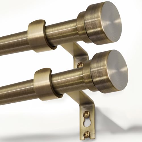 2 Pack Antique Bronze Curtain Rods for Windows 72 to 144 Inches Adjustable Heavy Duty 1" Diameter Window Curtain Rod with Solid Metal Finials for Outdoor Farmhouse Bedroom Kitchen Living Room (Antique Bronze / 16"-150"|2 Pack)