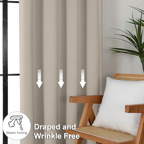 Blackout Extra 10ft Curtains for Patio 120 Inches Long 2 Panels Set (Stone / 50"W x 120"L (Pack of 2))