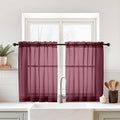 Burgundy Small Sheer Curtains 2 Panels Set (42"W x 36"L (Pack of 2) / Burgundy)