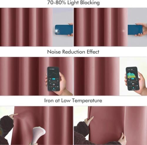 Dusty Rose Back Tab Blackout Curtains 52x63 Inches Long 2 Panels Set (Dusty Rose / 52"W x 63"L (Pack of 2))
