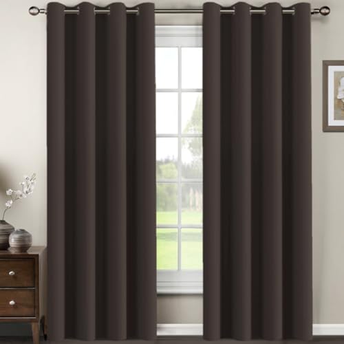 Living Room Curtains 96 Inches Long Christmas Deals Blackout Drapes Thermal Insulated Grommet Extra Long Curtains for Patio Sliding Glass Door (52"W x 96"L (Pack of 1) / Chocolate Brown)