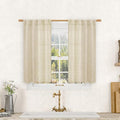 Semi Sheer Linen Curtains 40 Inch Length for Cafe Small Windows (Linen / 25"W x 40"L (Pack of 2))