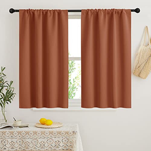 Short Blackout Curtains for Bedroom (Burnt Orange / 34"W x 45"L (Pack of 2))