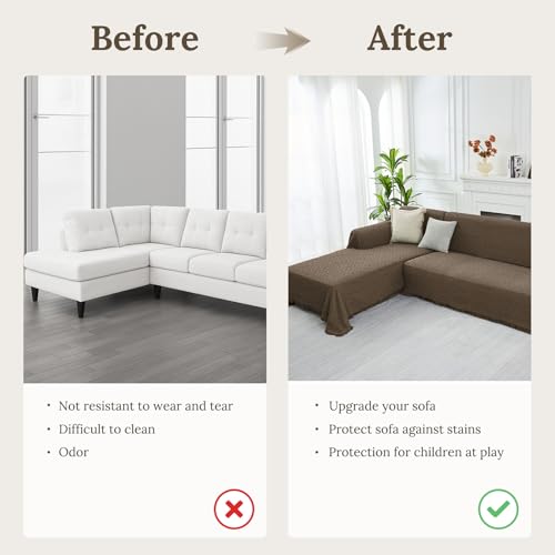 2 Piece Sectional Couch Cover for L Shape Sofa Taupe XL (Taupe / X-Large)