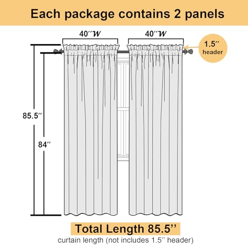 Light Purple Sheer Curtains 84 Inches Long 2 Panels (Lavender / 40"W x 84"L (Pack of 2))