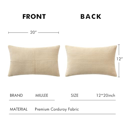 Natural Beige Decorative Lumbar Throw Pillow Covers 12x20 in 2 Pack (20" x 12" (Pack of 2) / Natural Beige)