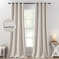 100% Blackout Linen Curtains for Bedroom 52x102 Inches Ivory (Ivory / 52"W x 102"L (Pack of 2))