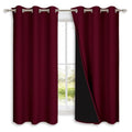 100% Blackout Short Curtains with Black Liners (Wine Red / 37"W x 60"L (Pack of 2))