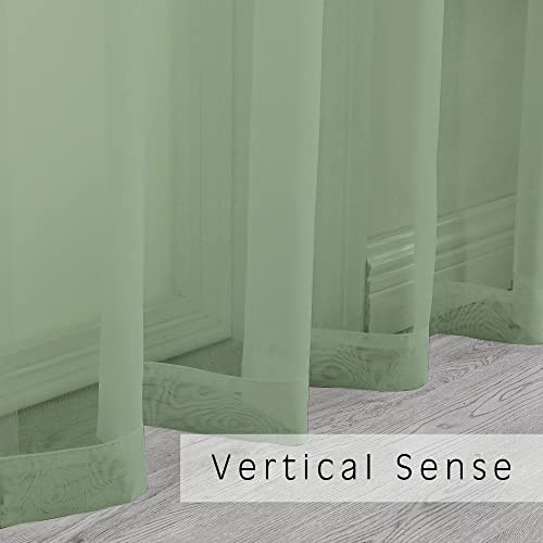 2 Panels Window Sage Green Sheer Curtains 42" x 45" Inches for Small Windows (Sage Green / 42"W x 45"L (Pack of 2))