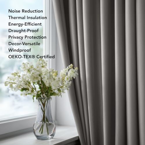 Blackout Curtains for Bedroom (Light Grey / 70"W x 84"L (Pack of 2))