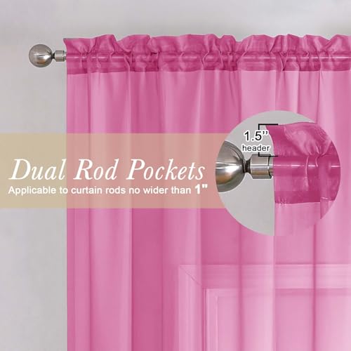 Hot Pink Sheer Curtains 72 Inches Long 2 Panels (Hot Pink / 42"W x 72"L (Pack of 2))
