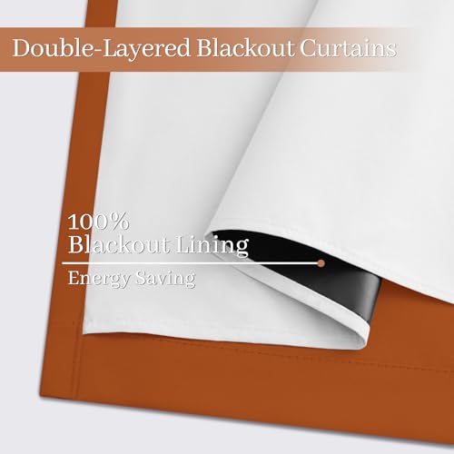 100% Blackout Curtains 38x63 inch Length Burnt Orange (Burnt Orange / 38"W x 63"L (Pack of 2))