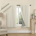 Linen Textured Boho 100% Blackout Small Window Curtains 45 inch Length 2 Panels Country Curtain for Kitchen Door Bathroom Bedroom Living Room Darkening Short Cafe Drape Back Tab Rustic Farmhouse Beige (Linen / 52"W x 45"L (Pack of 2))