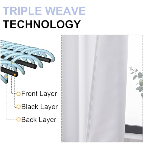 Ava Pure White Curtains for Bedroom 90 Inches Long 2 Panels Set (Pure White / 50"W x 90"L (Pack of 2))