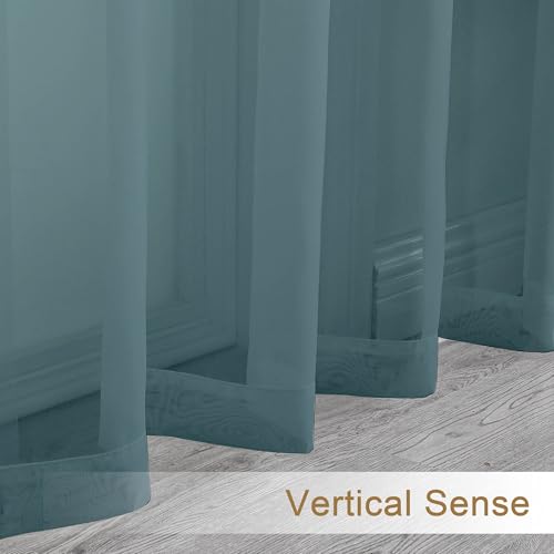 Stone Blue Sheer Valances for Windows (Stone Blue / 42"W x 16"L (Pack of 2))
