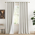 100% Absolutely Blackout Linen Curtains with Thermal Insulated White Liner (62"W x 95"L (Pack of 2) / Ivory)