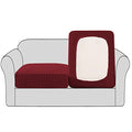 High Stretch Individual Seat Cushion Covers Sofa Slipcovers Couch Cushion Covers Sofa Covers Featuring Jacquard Textured Twill Fabric (Wine/Burgundy)