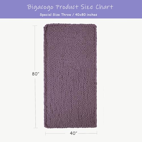 Chunky Knit Throw Blanket for Couch (Winter Grape / 40"x80" (Special Size Throw))