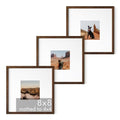 Walnut Square Frames 8" x 8" Matted to 4" x 4" (Set of 03 / Walnut Oak / 8x8 in)