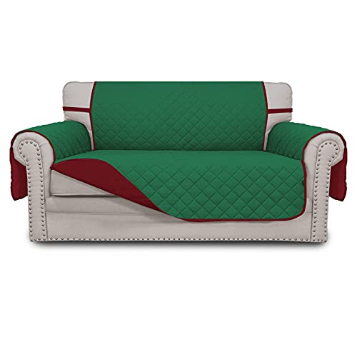 Reversible Couch Cover (Green/Christmas Red / Medium Loveseat)