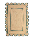 Scallop Pattern Jute Bohemian Area Rug (2'x18' (Runner) / Green)