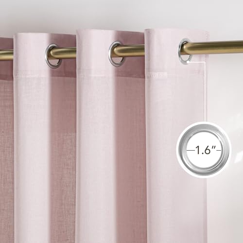 Thick Linen Blush Pink Curtains 2 Panels for Kids Room (Blush Pink / 55"W x 96"L (Pack of 2))