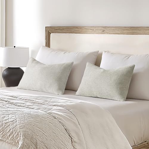Dercorative Lumbar Throw Pillow Covers 12x20 Inch Grey (20" x 12" (Pack of 2) / Grey-white)